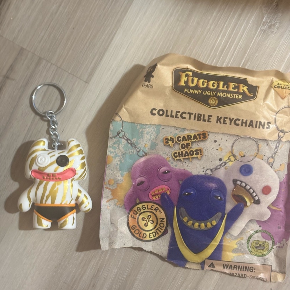 Fuggler Gold Edition Collectible Keychain - White & Gold Monster